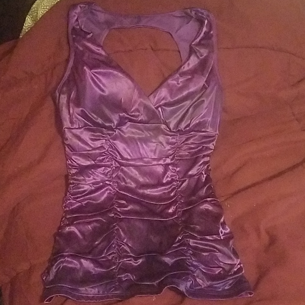 A sleeveless purple tank top